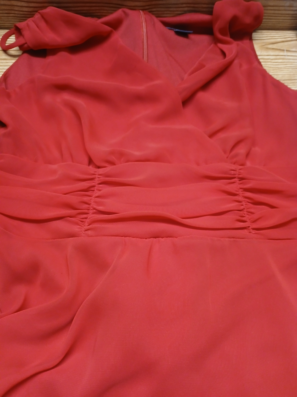 Dressbarn Red Midi Dress with Ruched Waist